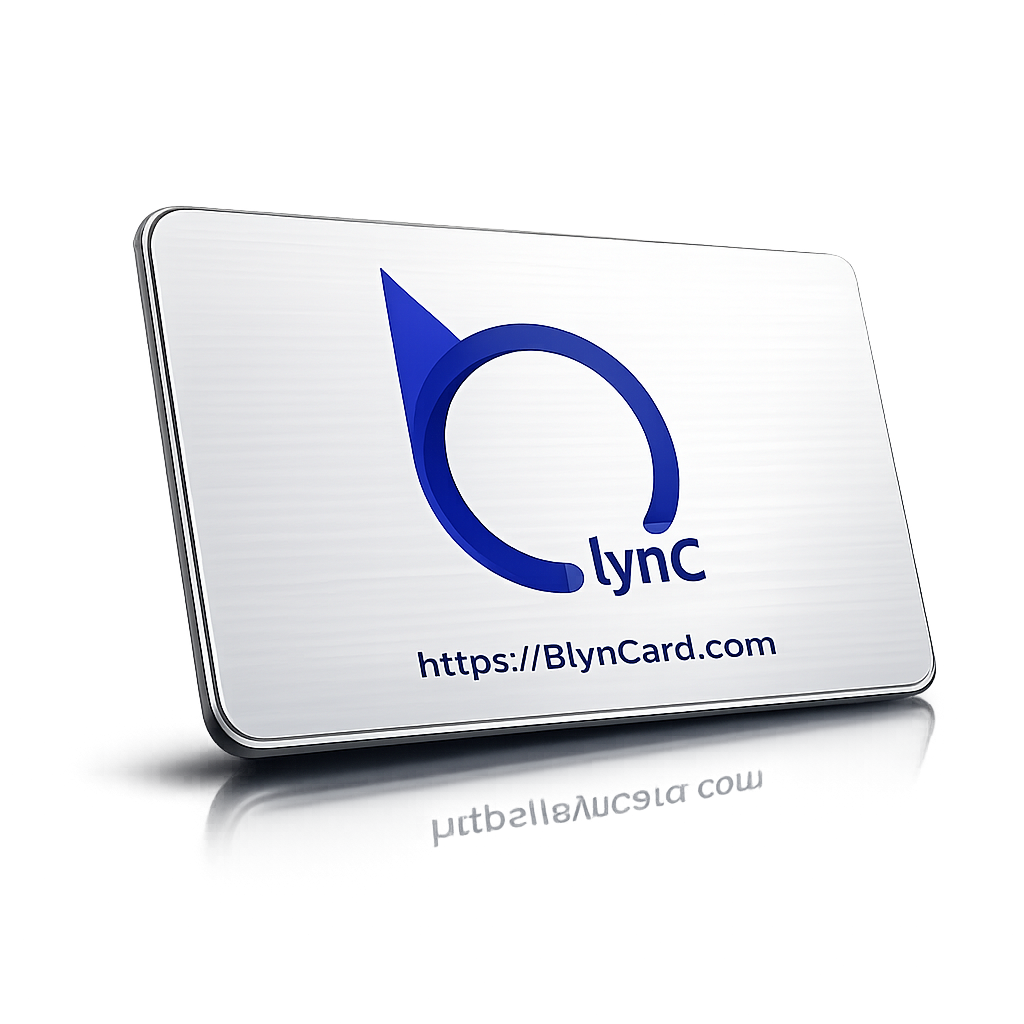 Silver BlynCard design on dark background